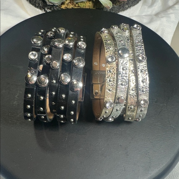 2 Brighton Thea Harlow silver leather woven bracelets - Picture 3 of 9